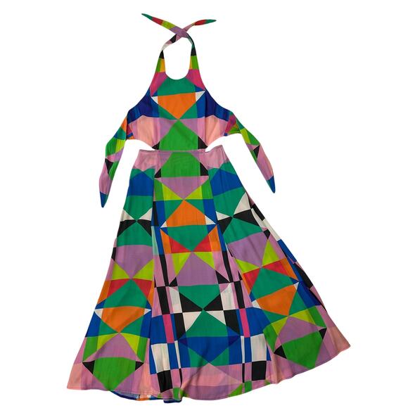 Mara Hoffman women's Halter Midi Dress with a Colorful Geometric Print - Picture 1 of 3